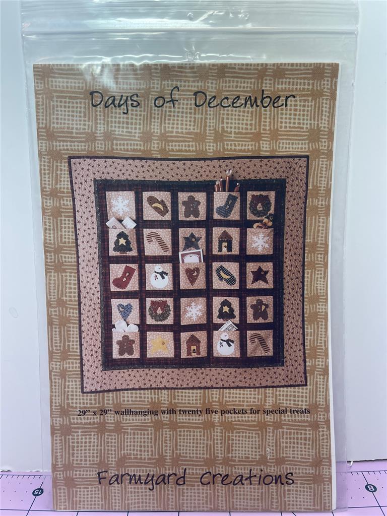 FARMYARD CREATIONS - Quilt Pattern - DAYS OF DECEMBER 29" x 29"