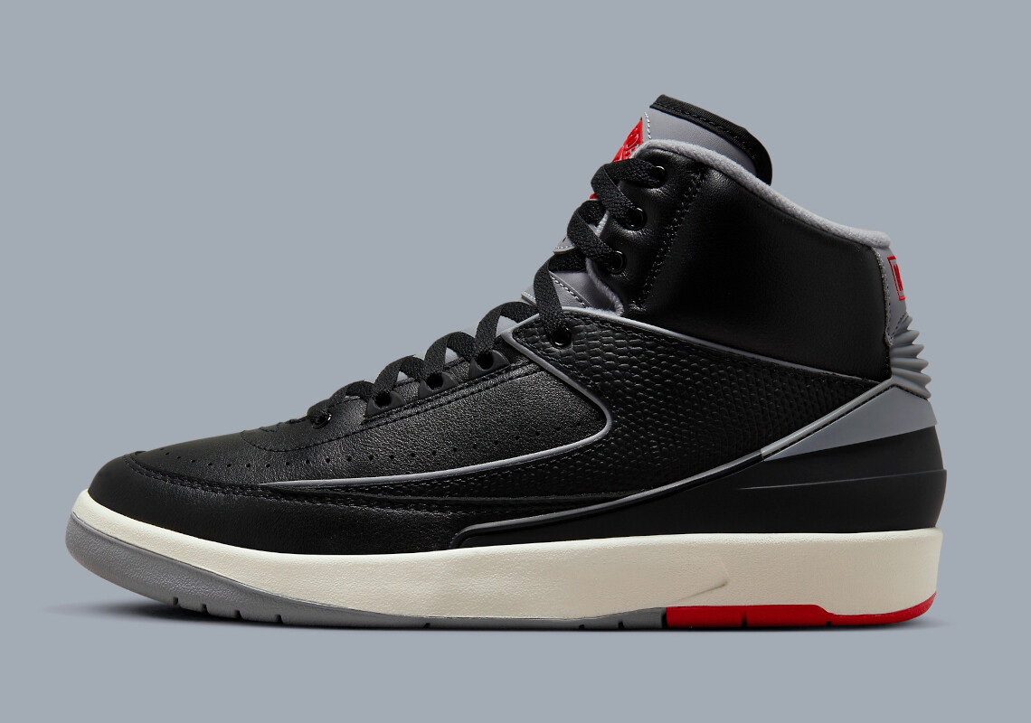 Nike Air Jordan 2 Retro Black Cement Grey Red White Sneaker DR8884-001 Mens Size