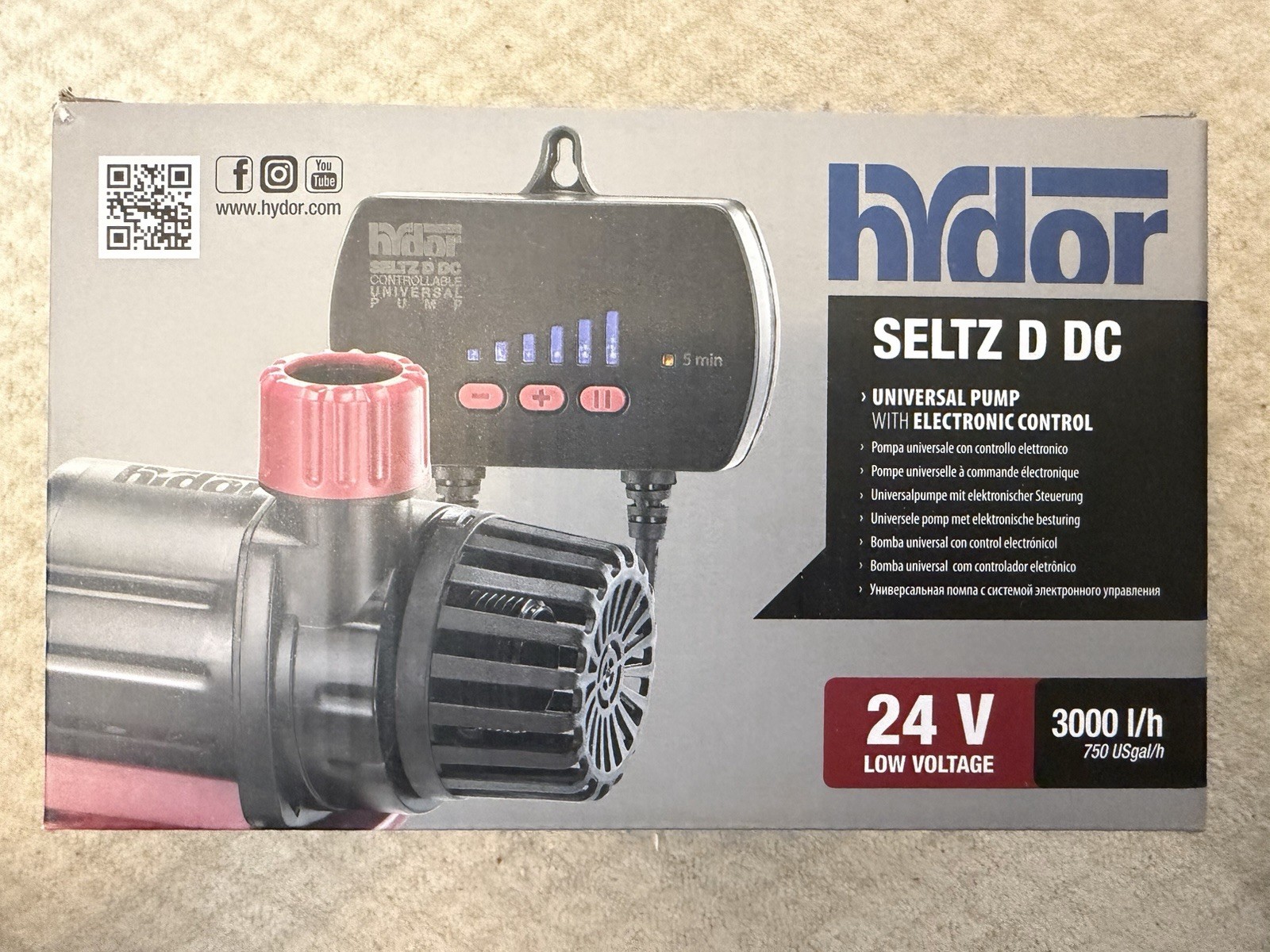 Hydor Seltz D DC Universal DC 120v 24v Low Voltage 750GPH pump w/ speed control