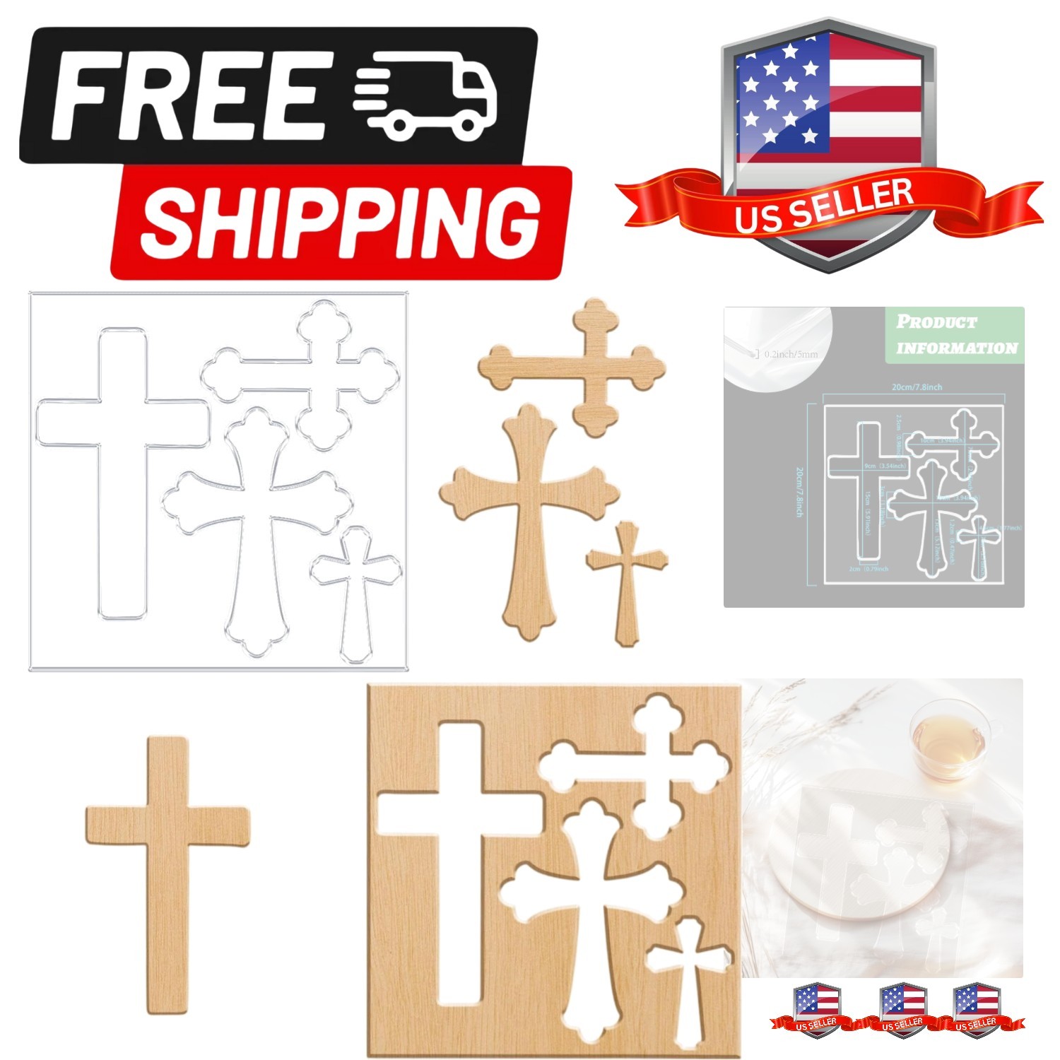 Crosses Router Template Acrylic Router Template for Woodworking Drawing Inlay...