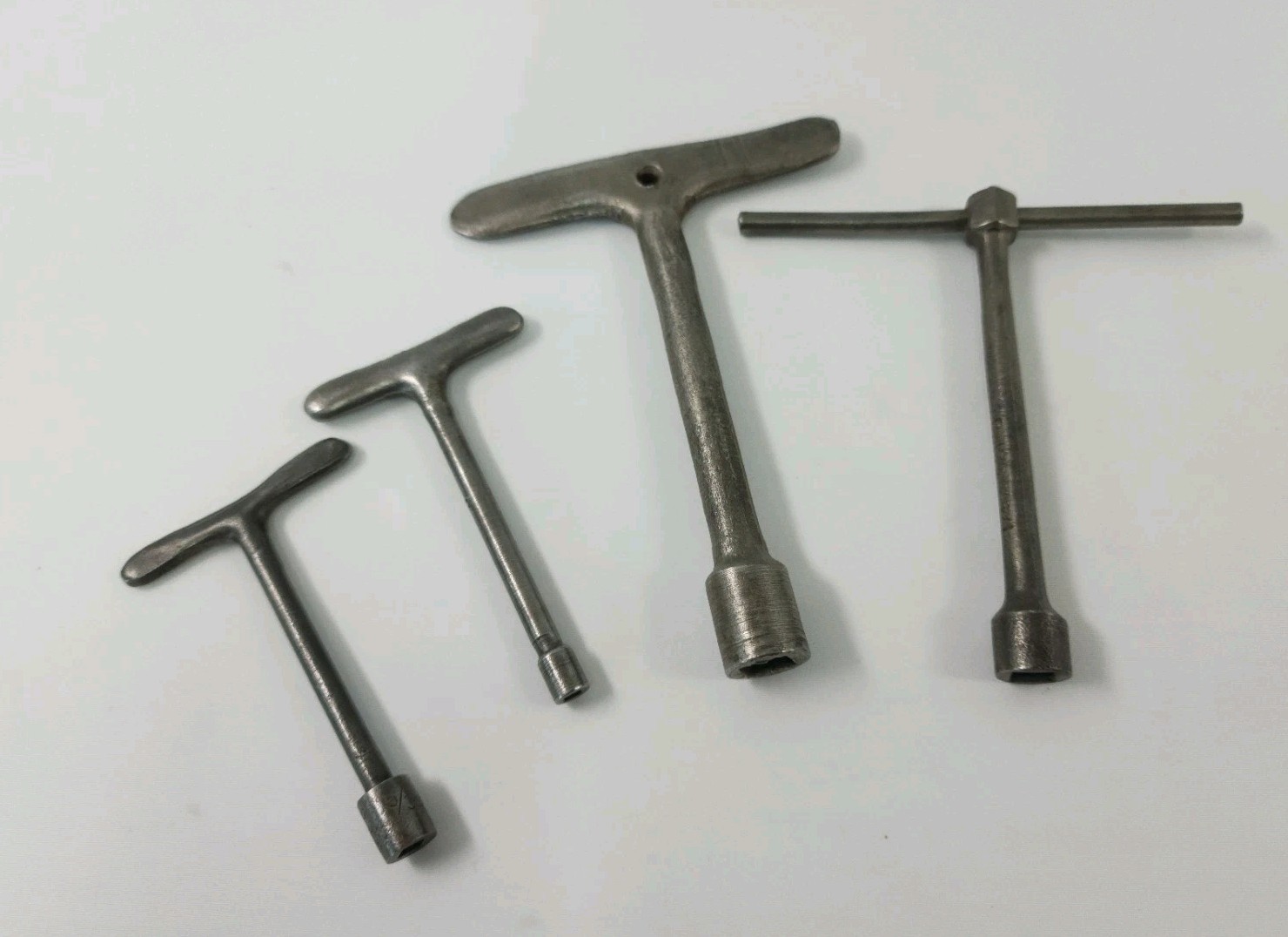 (4) Vintage T-Handle Square Nut Wrenches - 1/8" 1/4" 5/32" 5/16" Machinist Tools