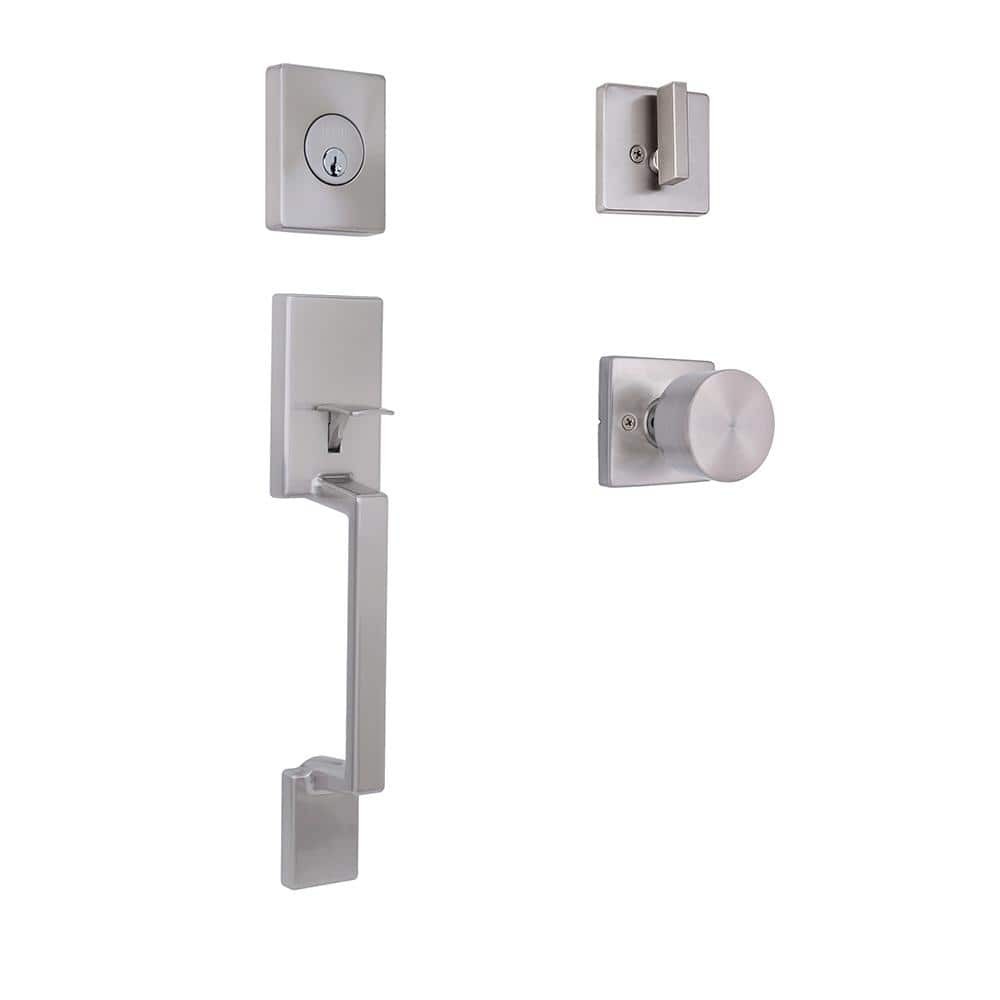 Home Decorators Bleecker Satin Nickel Door Handleset w/ Ridgeway Interior Knob