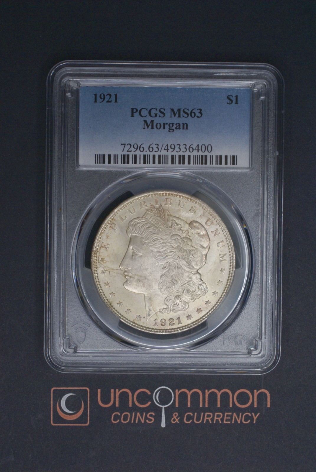 1921 Morgan Dollar  PCGS MS63.        (UCC-MSD-1921-MS63-0014)