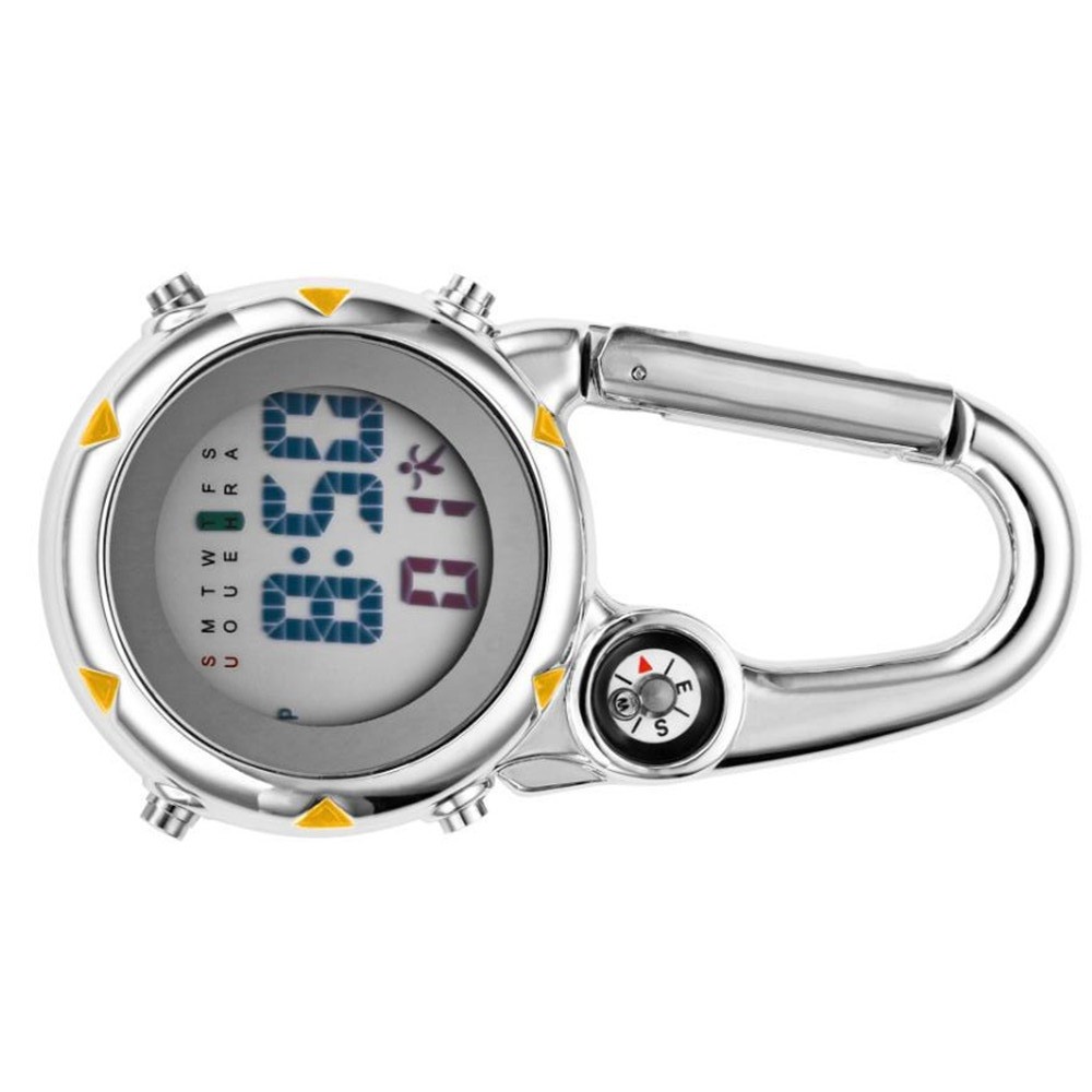 Multifunctional Alloy Clip On Band Carabiner Digital Watch Luminous For Hiker/