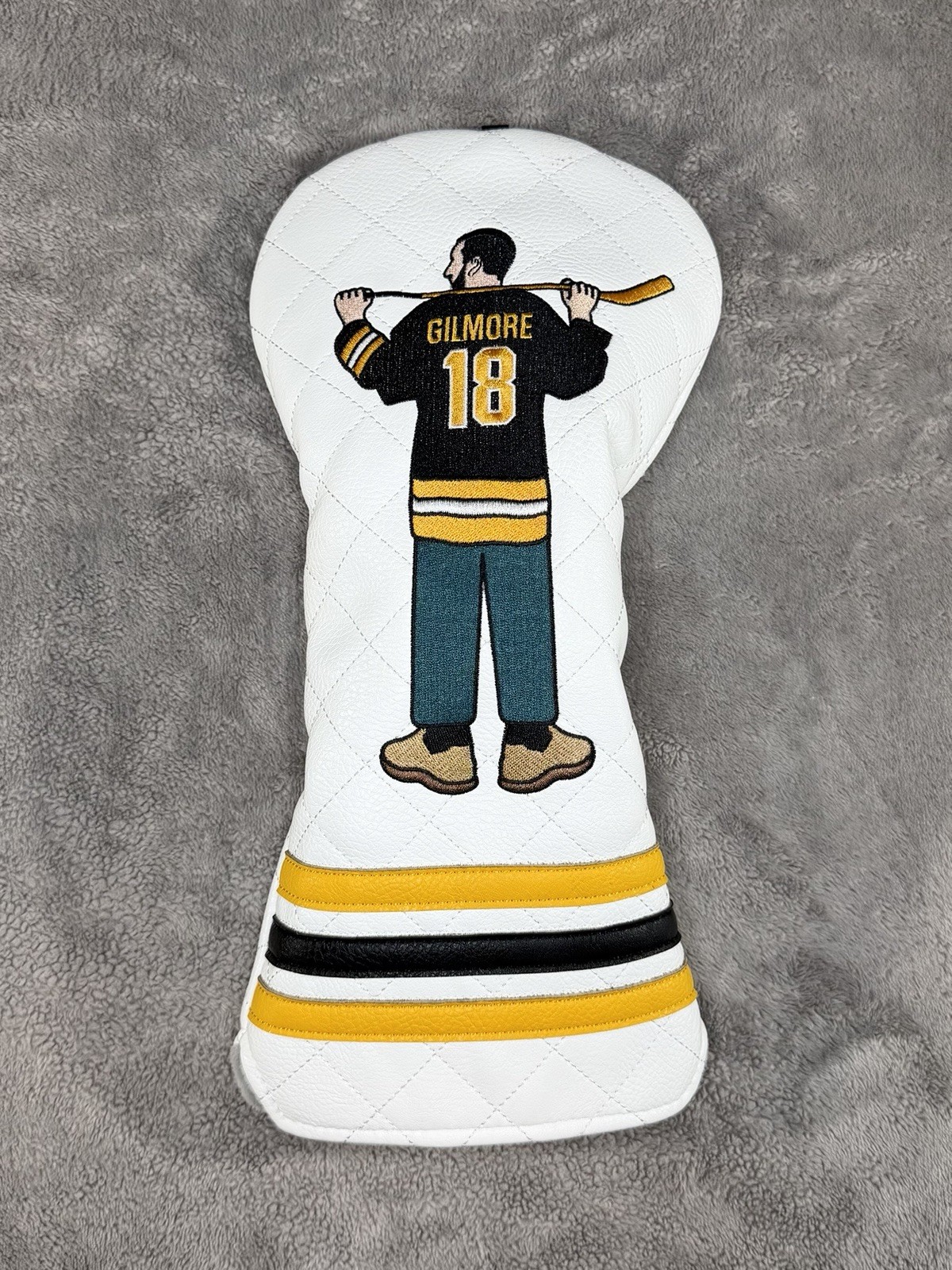 Golf Gods Happy Gilmore #18 Embroidered White Quilted Vinyl Driver Head Cover