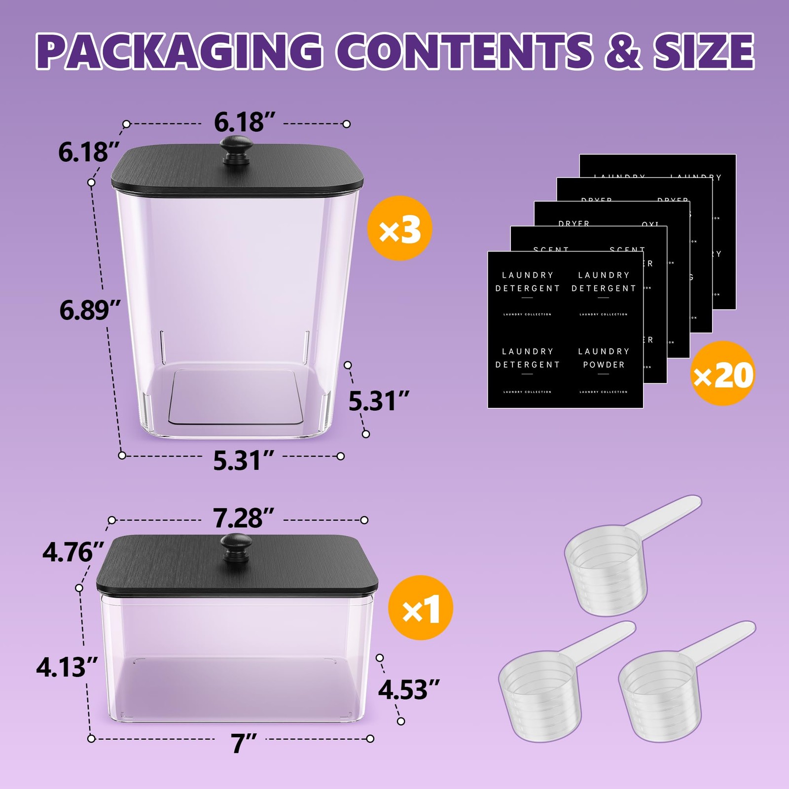 4 Pack Laundry Pods Container, Clear Laundry Room Organization Containers,Lar...