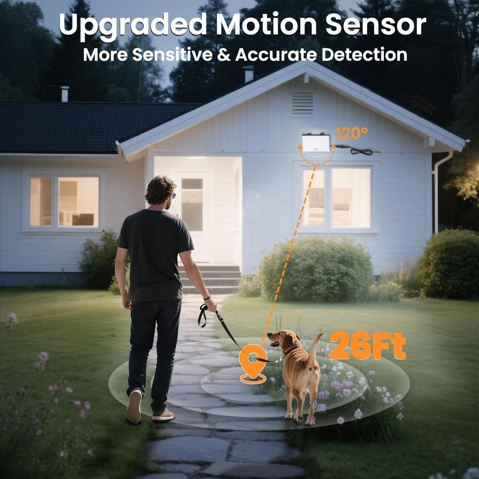 Motion Sensor Light Outdoor, with 3 Modes, Solar Lights Outdoor Waterproof fr...