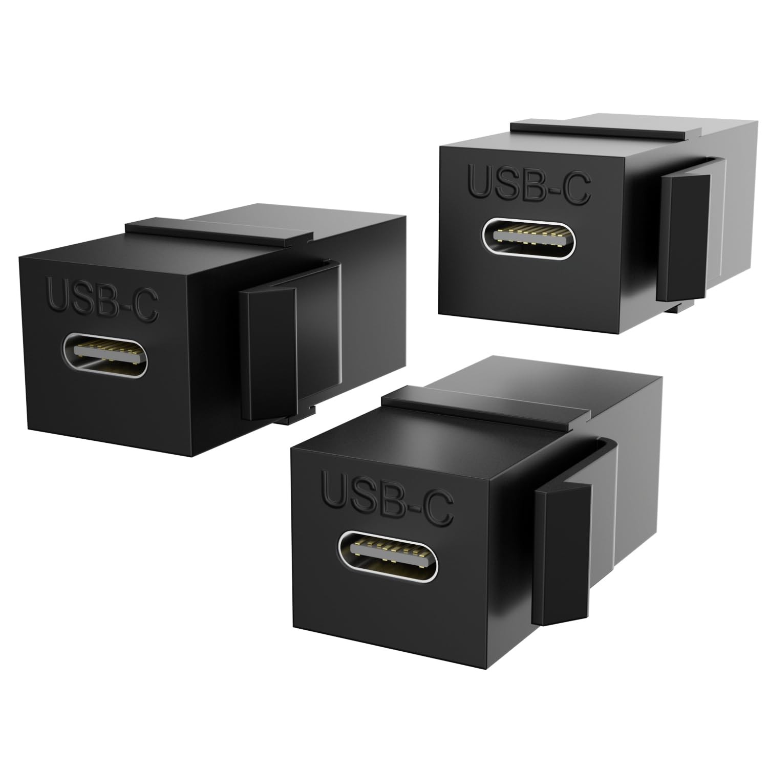 PANPEO USB C Keystone Jack Insert Adapters Female to 3 Pack - Black