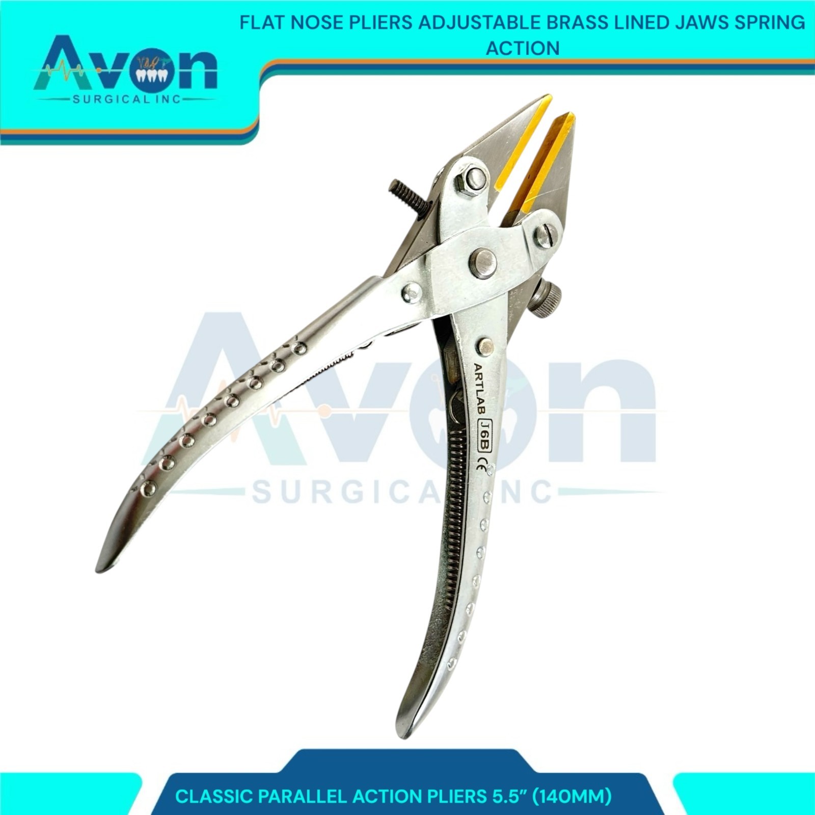 5.5" Classic Flat Nose Parallel Action Pliers w/ Brass Jaws - Spring Handle -1pc
