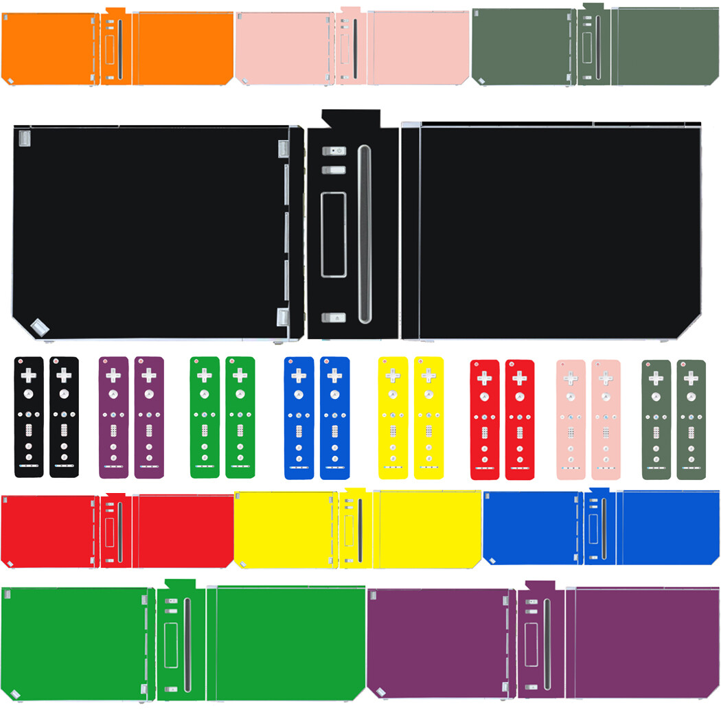 10 Pure Clean Solid Colours Vinyl Decal Cover Skin Sticker for Nintendo Wii
