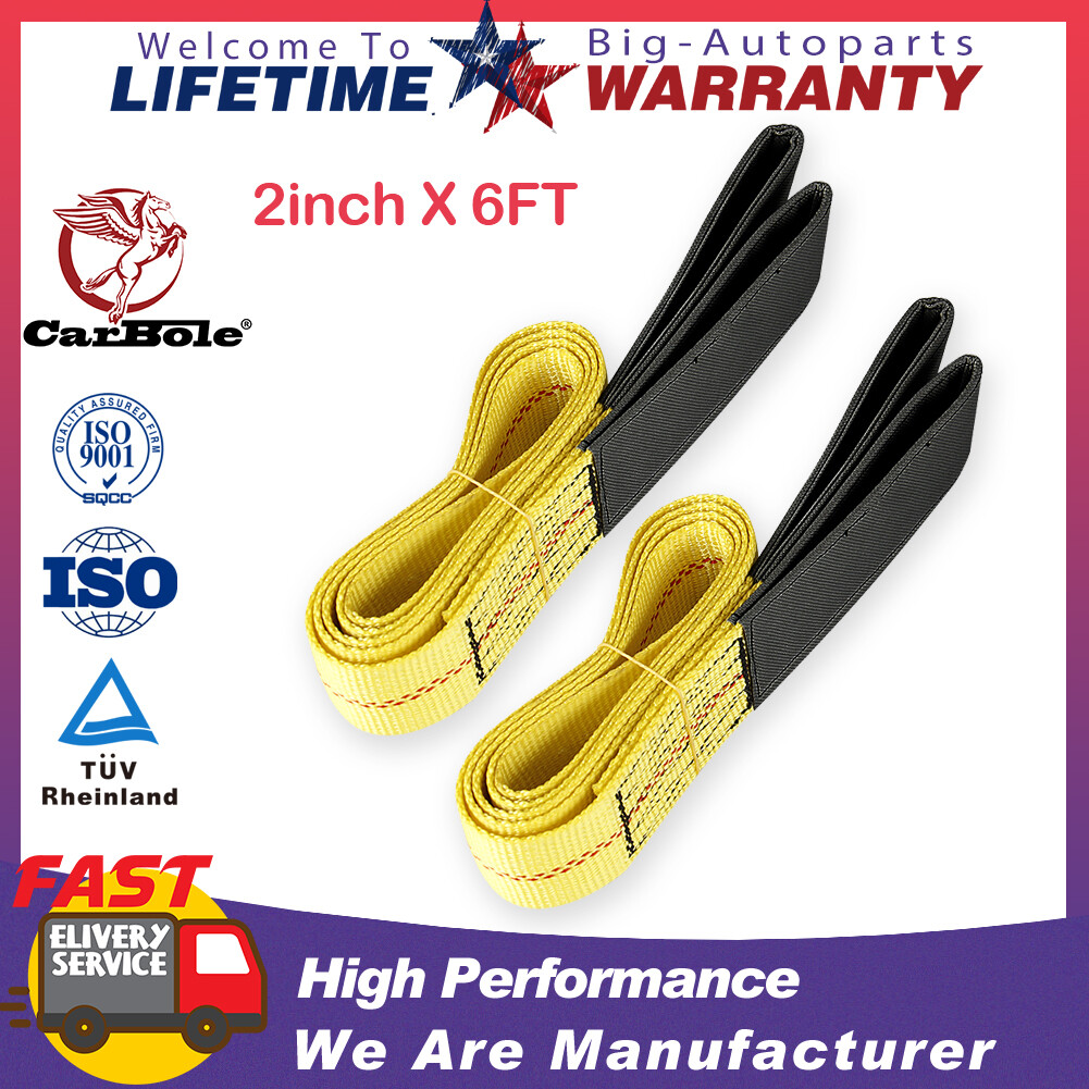 2PCS 2" X 6' Heavy Duty Lifting Sling Strap Lighter Easier Lift Wrap 9400lbs WLL