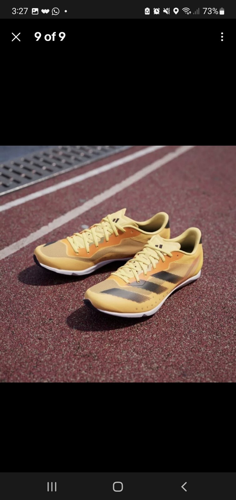 Adidas Distancestar Track & Field Running Shoes Mens Spikes Orange Size 11