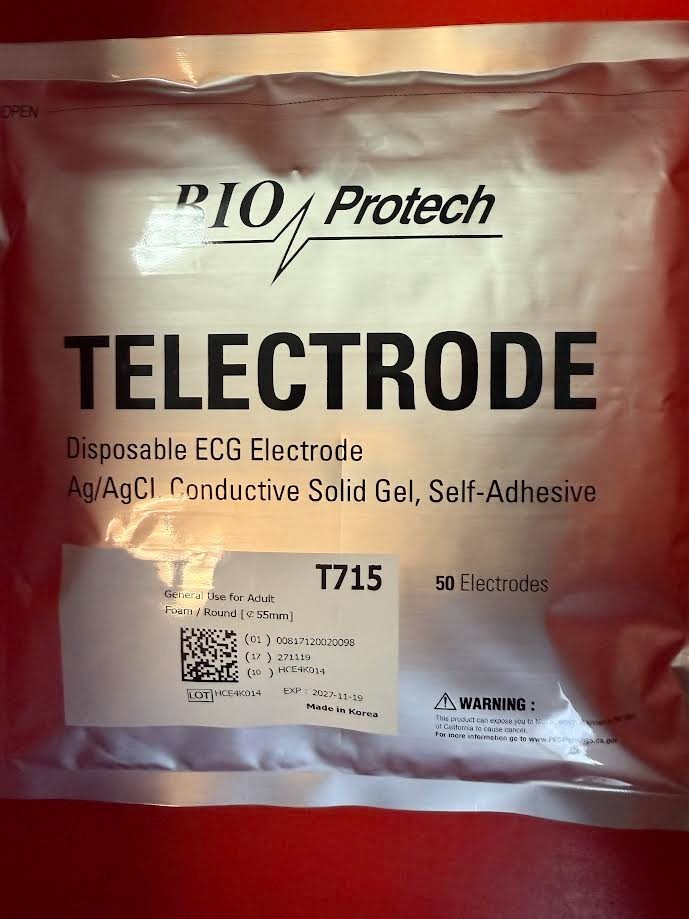 BioProtech T715 ECG EKG Monitoring Foam Electrode - 1000 Electrodes 50pc x 20 pk