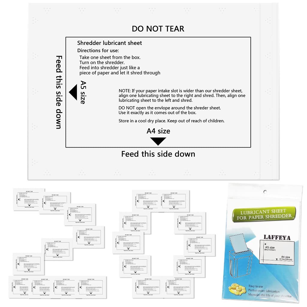 Shredder Lubricant Sheets & Paper Shredder Sharpening Cleaning Sheet, Shredde...