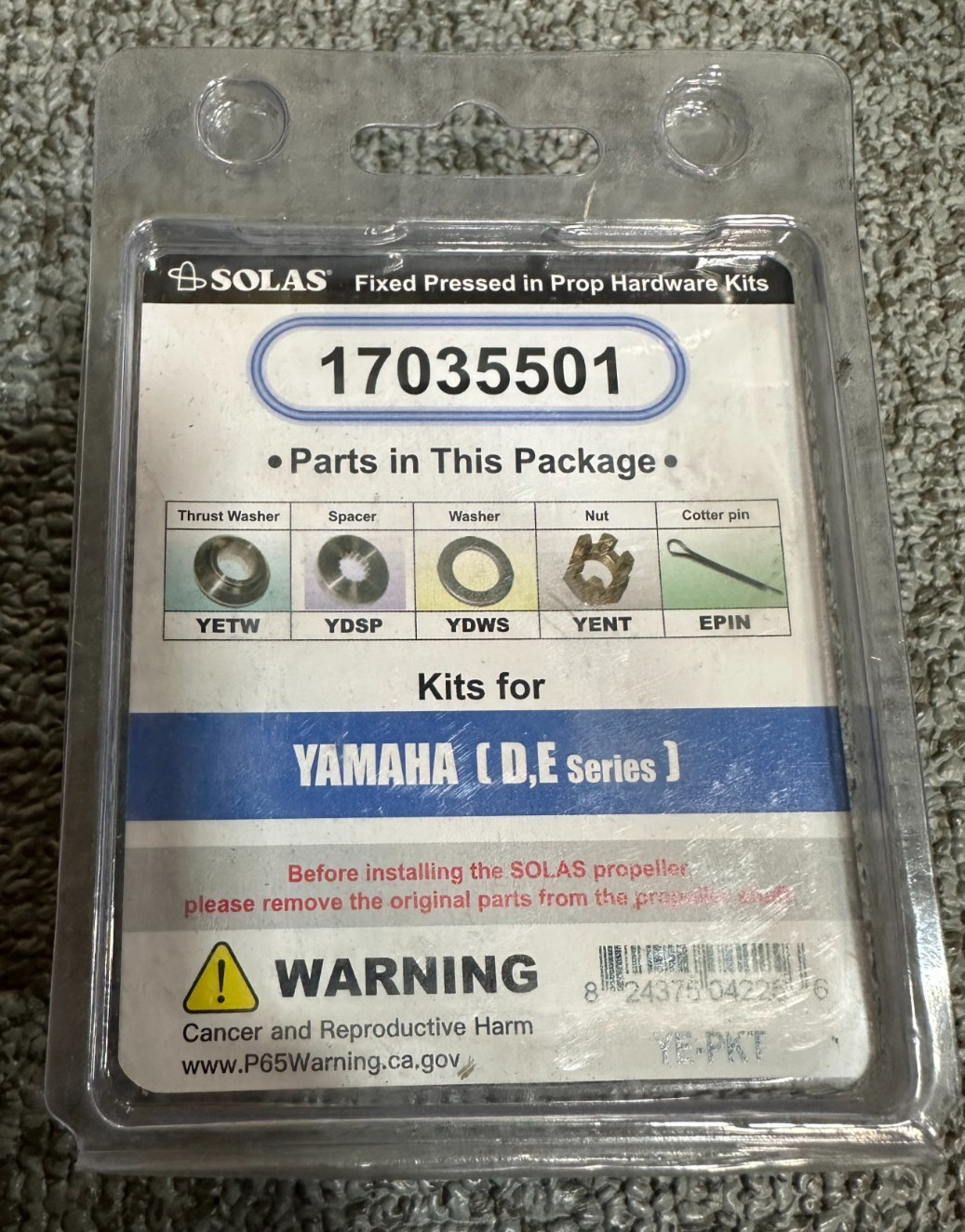 Solas 17035501 Yamaha Type D/E Fixed Hub Propeller Hardware Kit