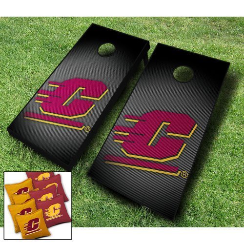 CENTRAL MICHIGAN CHIPPEWAS "Slanted" CORNHOLE WRAP BOARD SET + 8 Regulation Bags