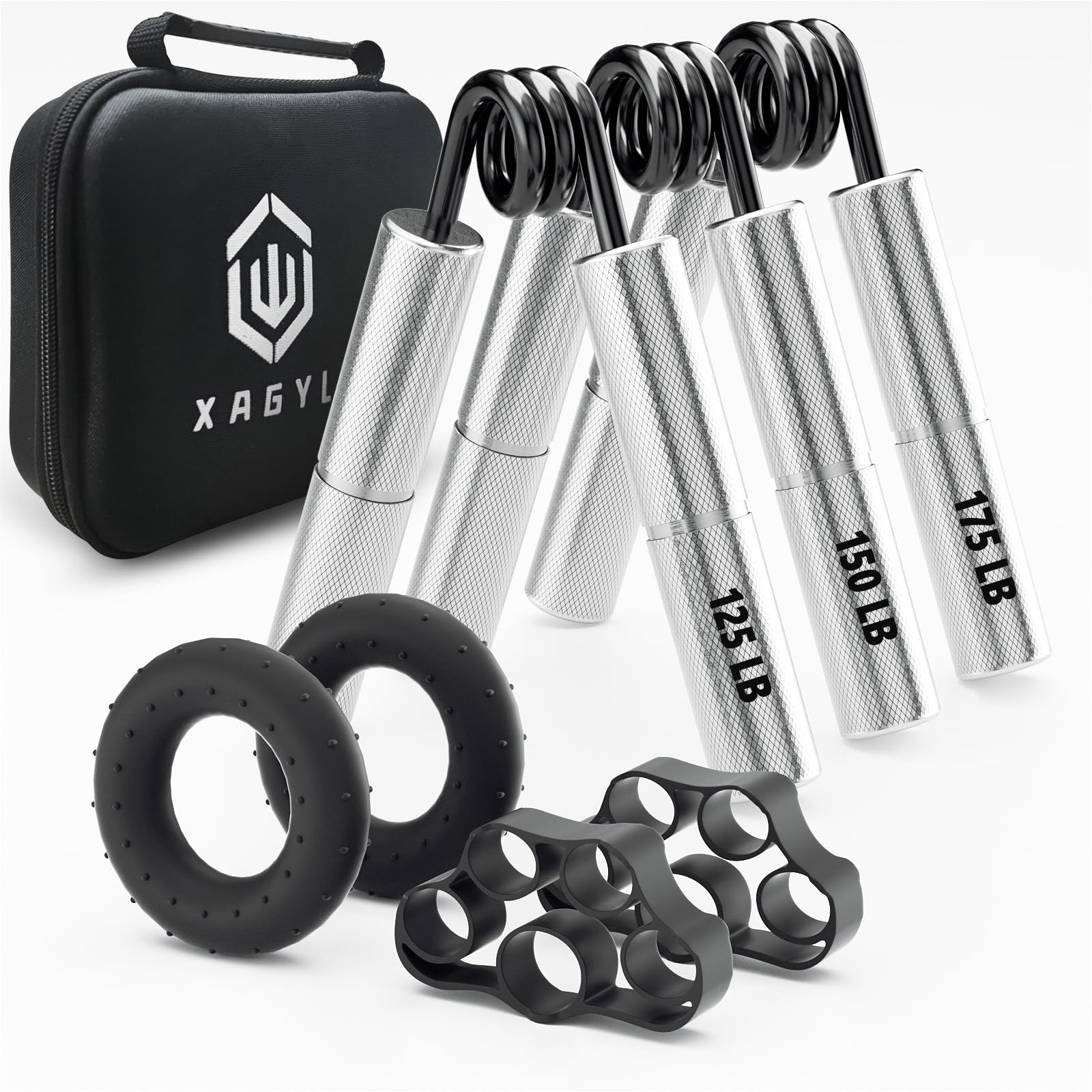 Professional Hand Grip Strengthener Trainer Kit, 125-175LB Metal Hand Gripper...