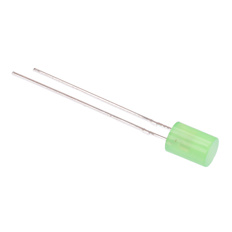 10 x Green Cylindrical 5mm Diffused LED 2200mcd 110°