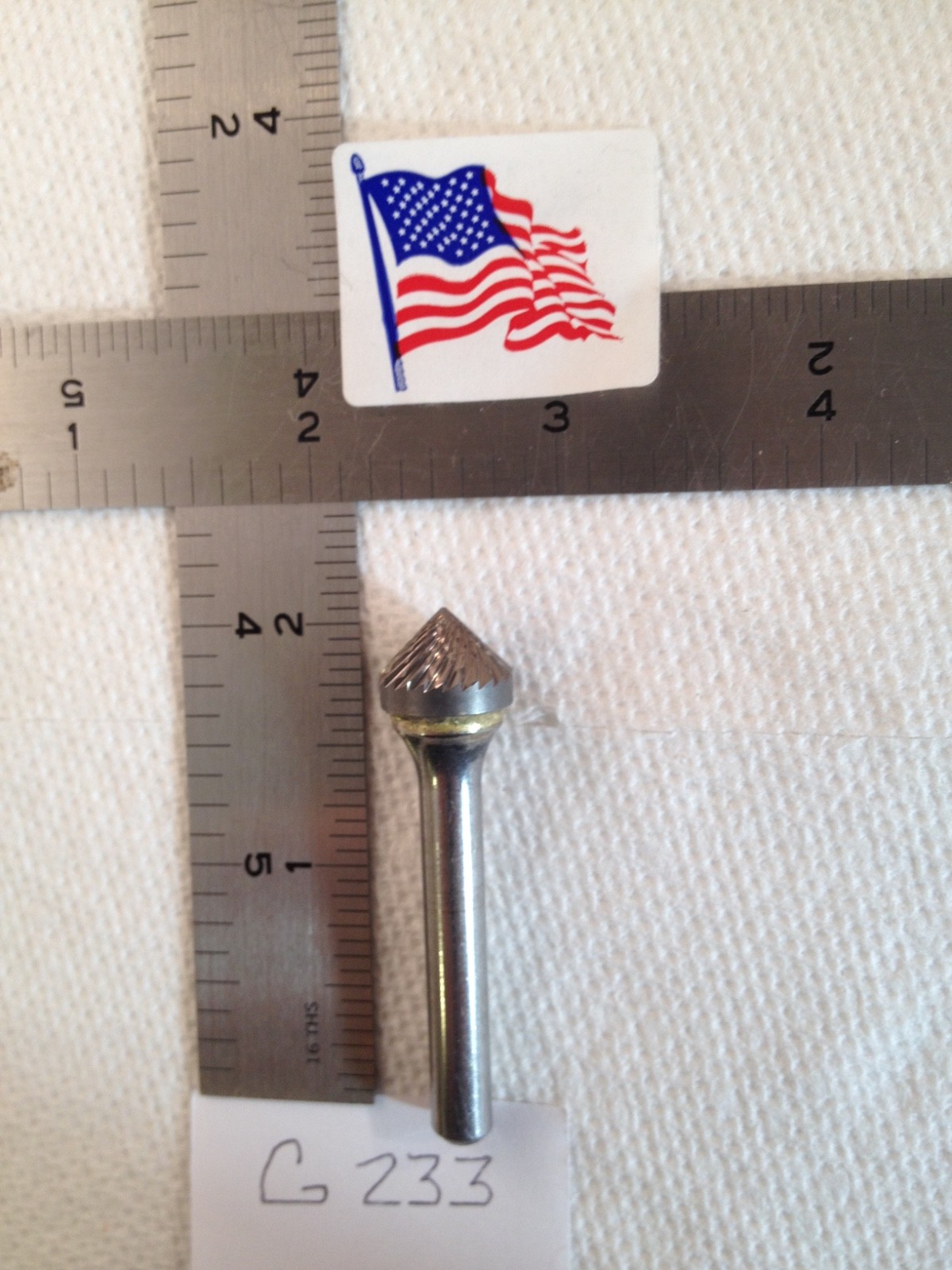 1 NEW FALCON / SGS 1/4" SHANK CARBIDE BURR SK-5 DOUBLE CUT 90° ANGLE (G233)