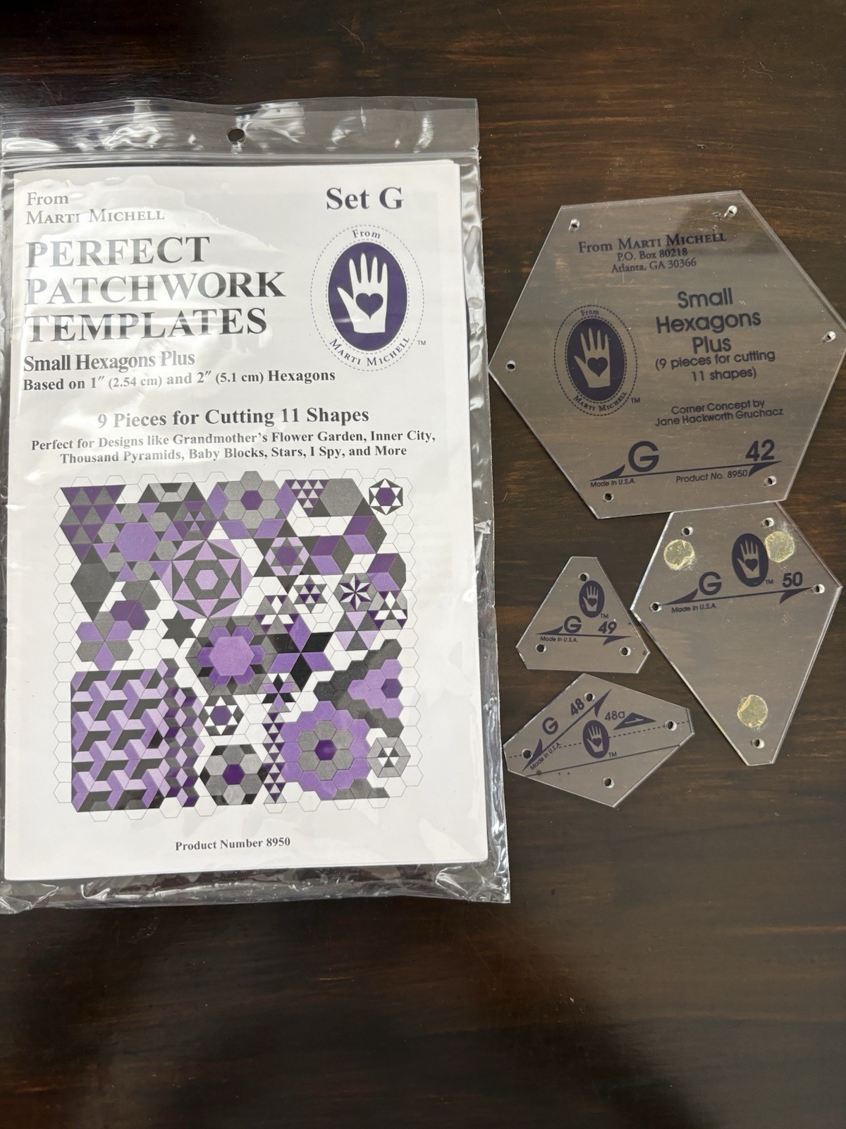 Marti Michell Patchworks Quilting Template Set G Small Hexagons Incomplete