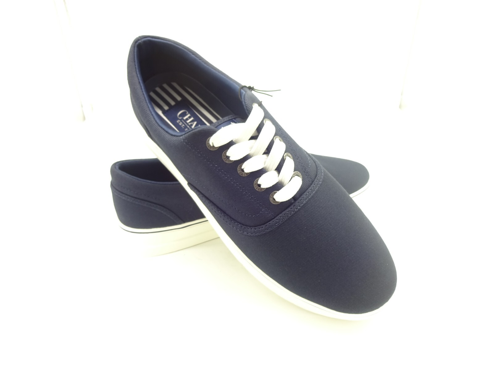 Chaps Men's Memory Foam Casual Canvas Lace-Up Sneakers Shoes Navy Blue