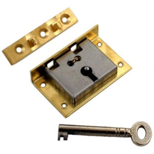 Large Brass Half Mortise Chest Lock with Skeleton Key S-12 NEW