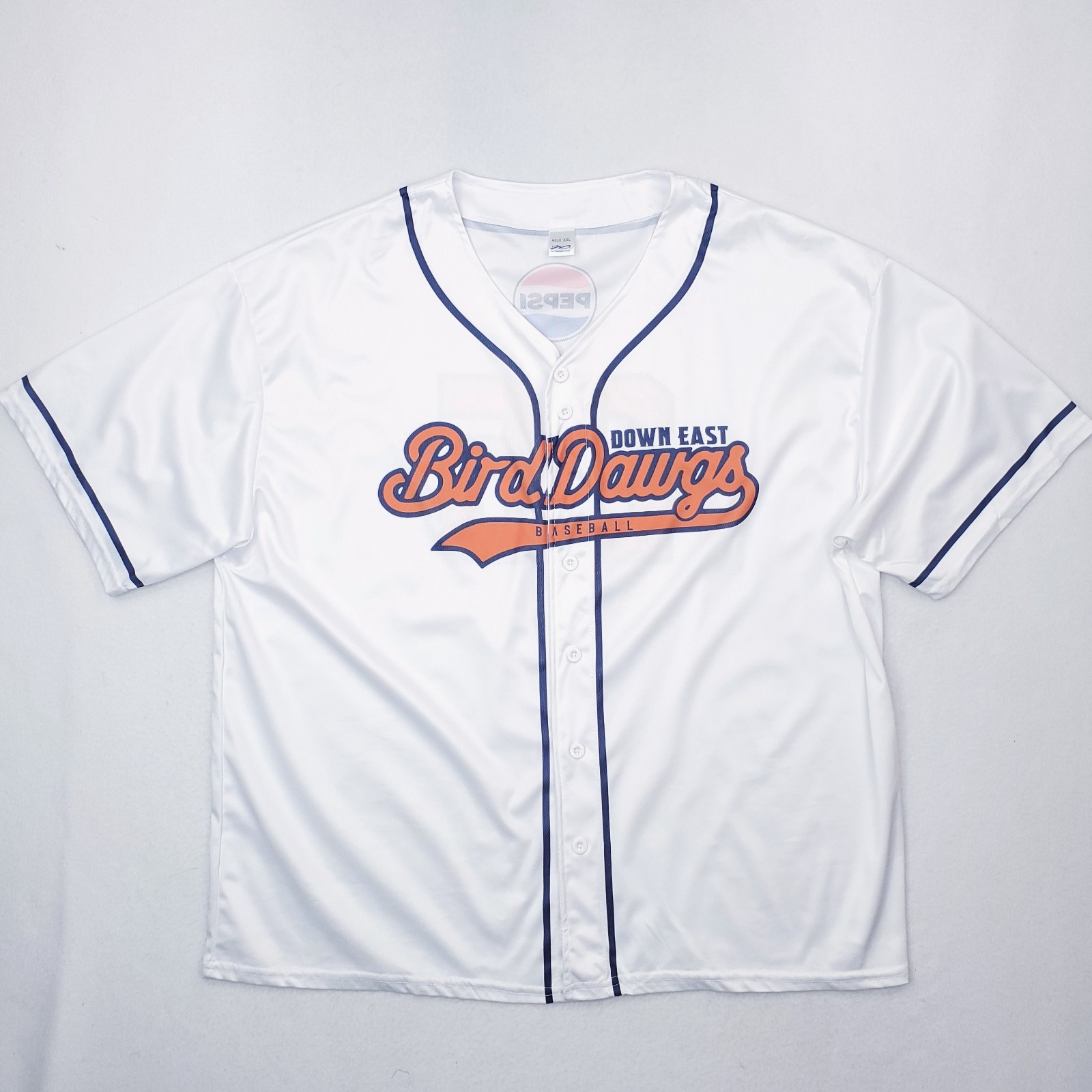 Down East Bird Dawgs Jersey Mens XXL White Orange Shirt 25 Kinston NC MILB