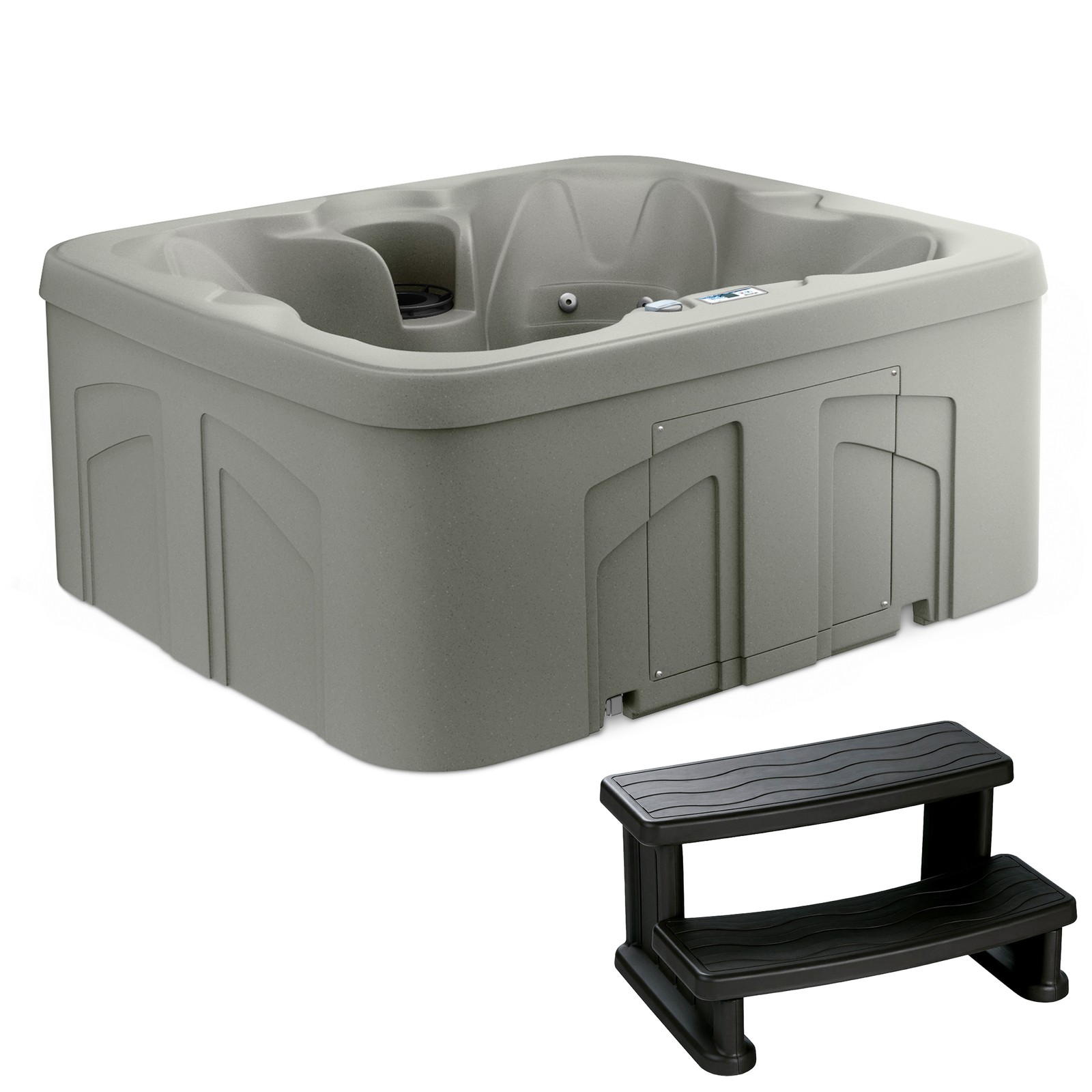 LifeSmart 4 Person Inflatable Hot Tub Spa, Side Step for Square & Round Hot Tubs