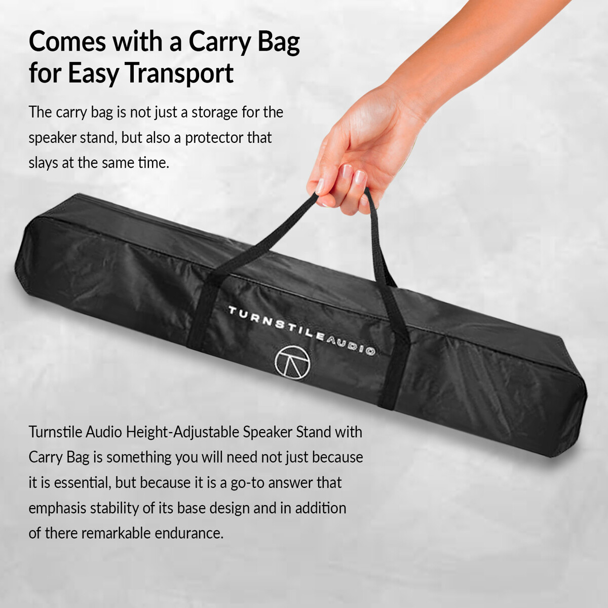 Turnstile Audio Height-Adjustable Speaker Stand with Carry Bag #SS6-SB