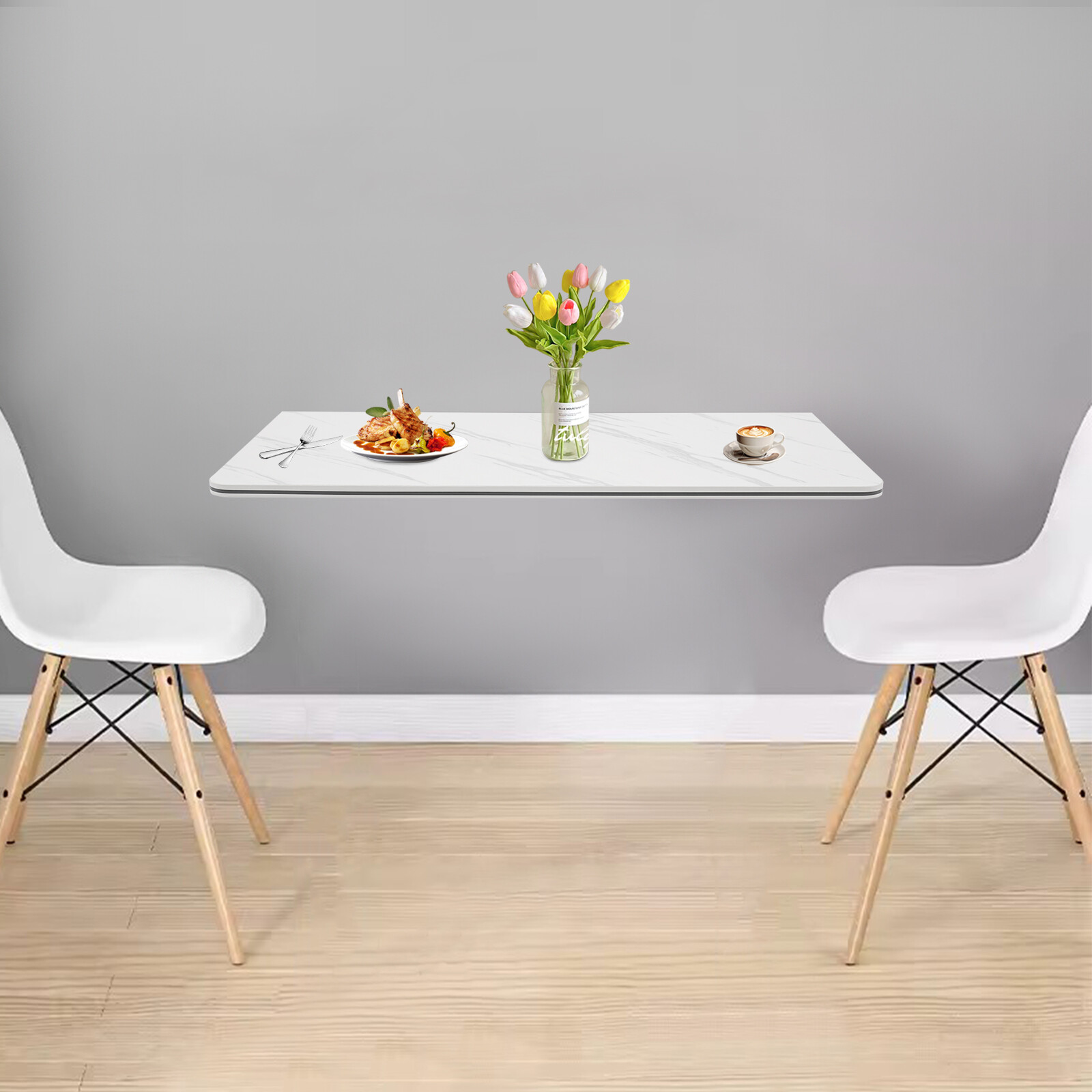 Modern Folding Wall Desk Wall-mounted Folding Table Foldable Table Indoor White