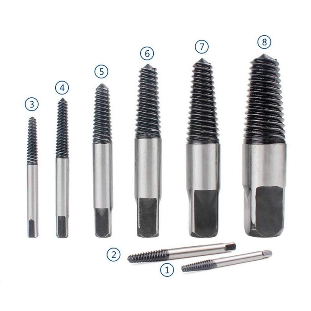 8pcs Damaged Screw Extractor Set - Broken Bolt & Pipe Remover Tool Kit