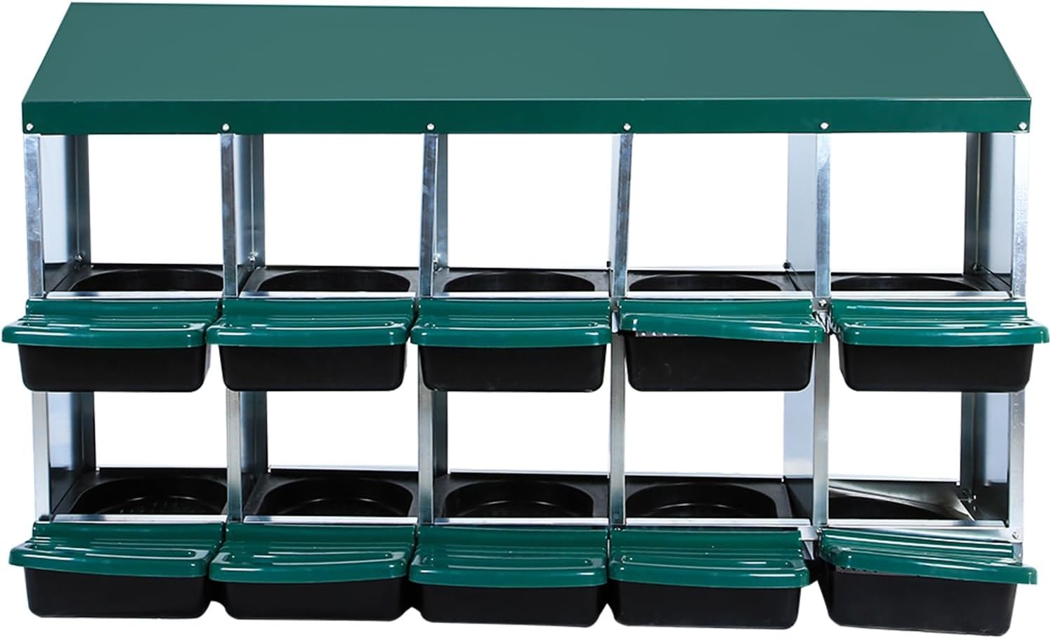 GRAVEE Chicken Nesting Box 6/8/10 Compartment Metal Leg Roll Away Egg Coop