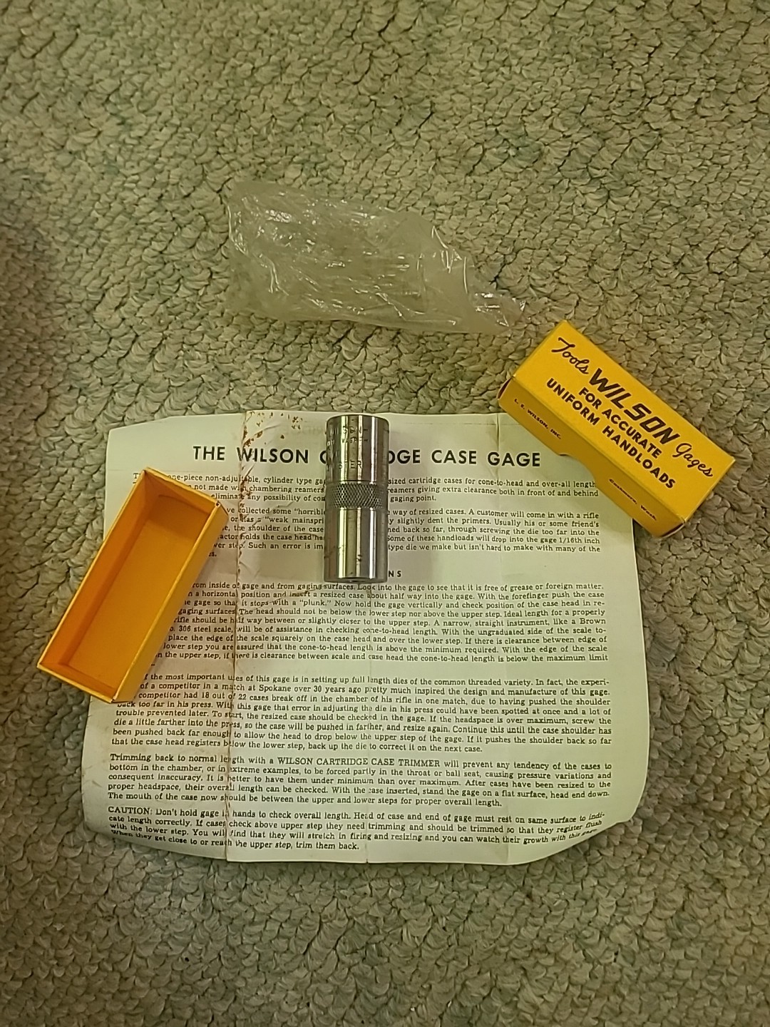 Wilson Cartridge Case Gage 270 Winchester Box And Paper