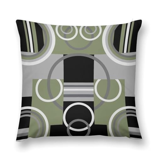 Gray Geometric Throw Pillow Covers Black Gray 12" x 12" (Pack of 1) Sage Green