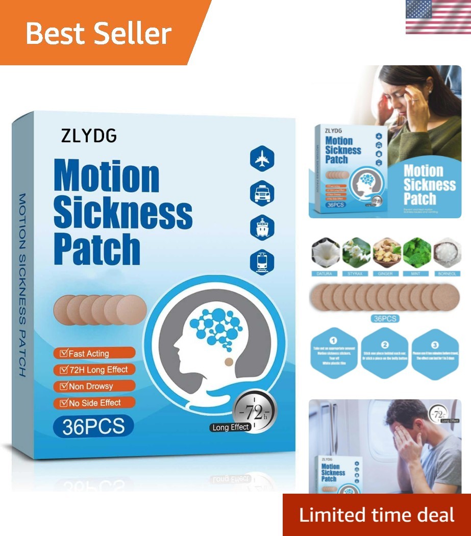 Motion Sickness Patches, 36 PCS Sea Sickness Patch for Cruise,Dizziness Resul...