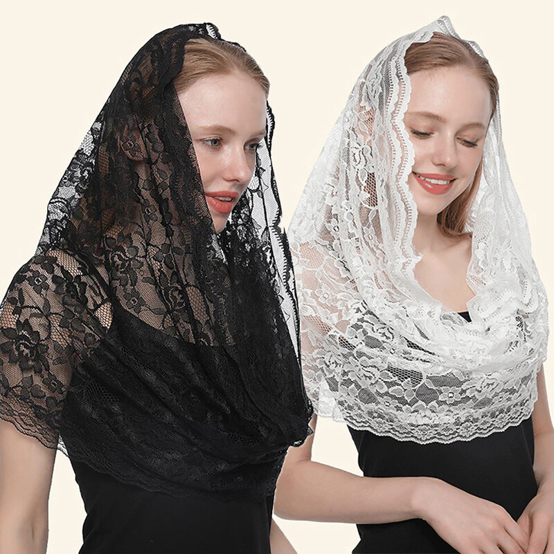 Women Church Wedding Veil Mantilla Lace Mass Head Covering Catholic Chapel Ve;