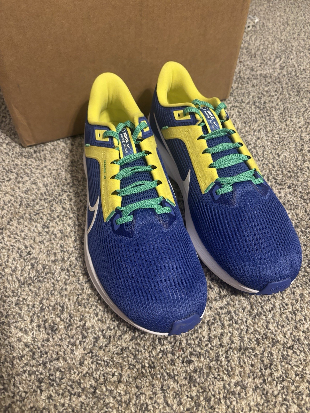 Nike Air Zoom Pegasus 40 Brasil  Men's Running Shoes Blue Yellow Size 11.5