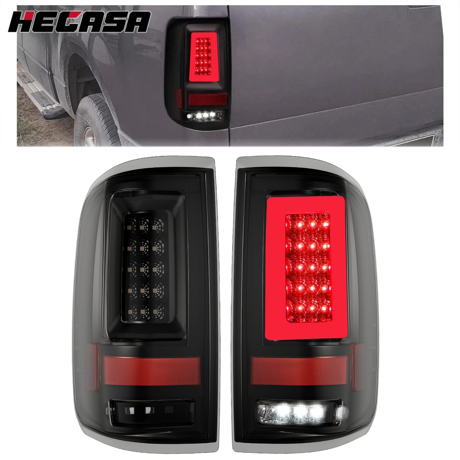 Black Smoked For Ford F150 LOBO 2004-2008 Styleside LED Tail Lights Left+Right