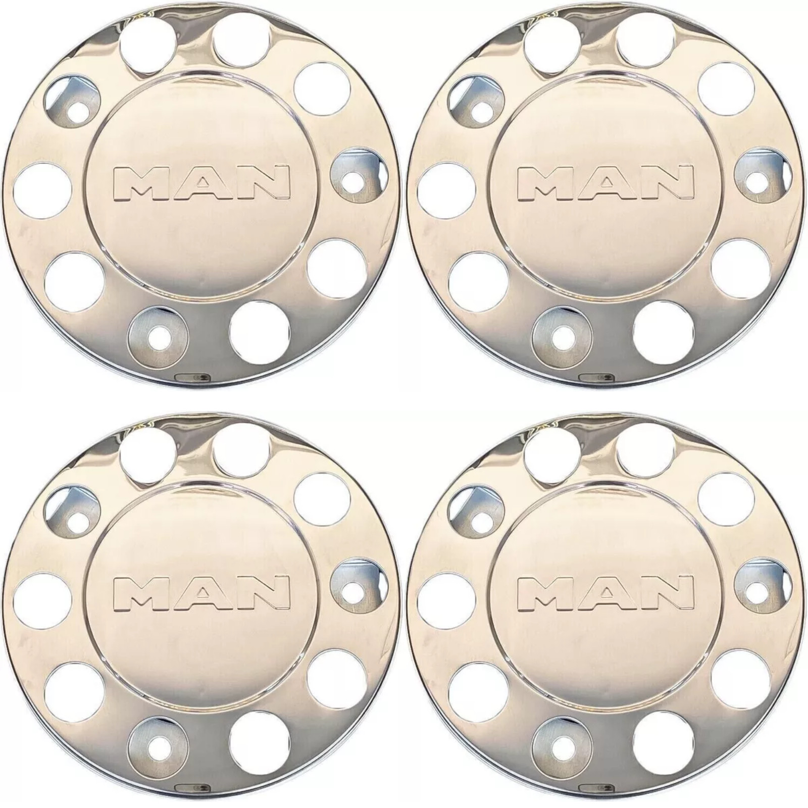 4Pcs Stainless Steel Wheel Trims Covers 22.5" For Man Truck And Bus