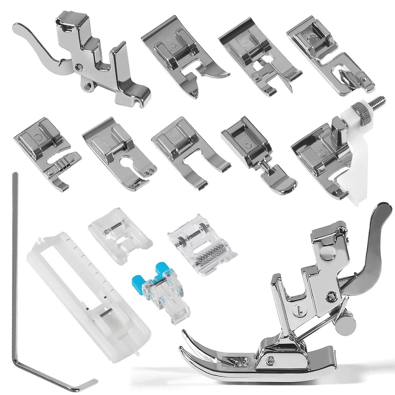 14pcs Presser Feet Set Low Shank Adapter Universal Presser Foot Holder for Br...
