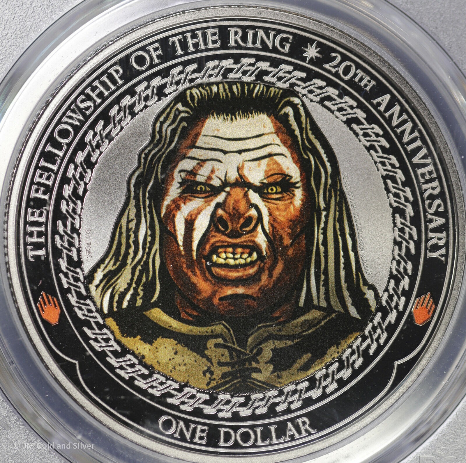 2021 New Zealand $1 Proof Silver Uruk-Hai Lurtz Lord of Rings 20th PCGS PR69DCAM