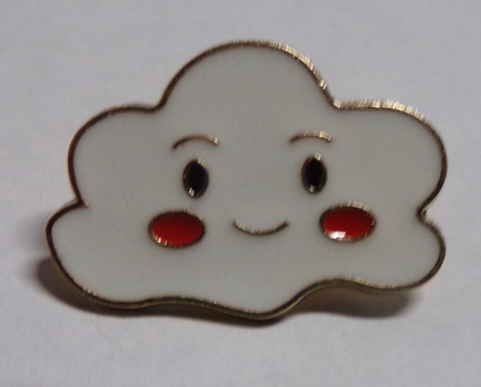 Fluffy Smiling Cloud Hat Tie Tac Lapel Pin Brooch - New