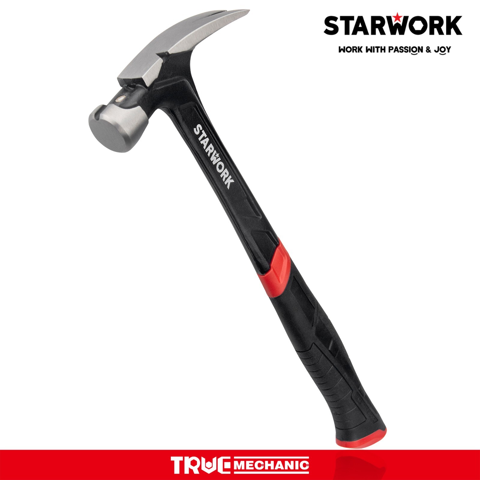 20 oz Hammer with Comfort Grip, Nailing Hammer Steel Head, AntiVibe, Rip Claw