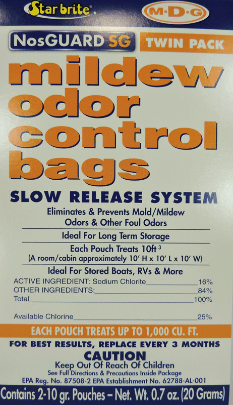 StarBrite SLOW Release Mildew Odor Control Bags 89950 2 - 10g Pouch NosGuard SG