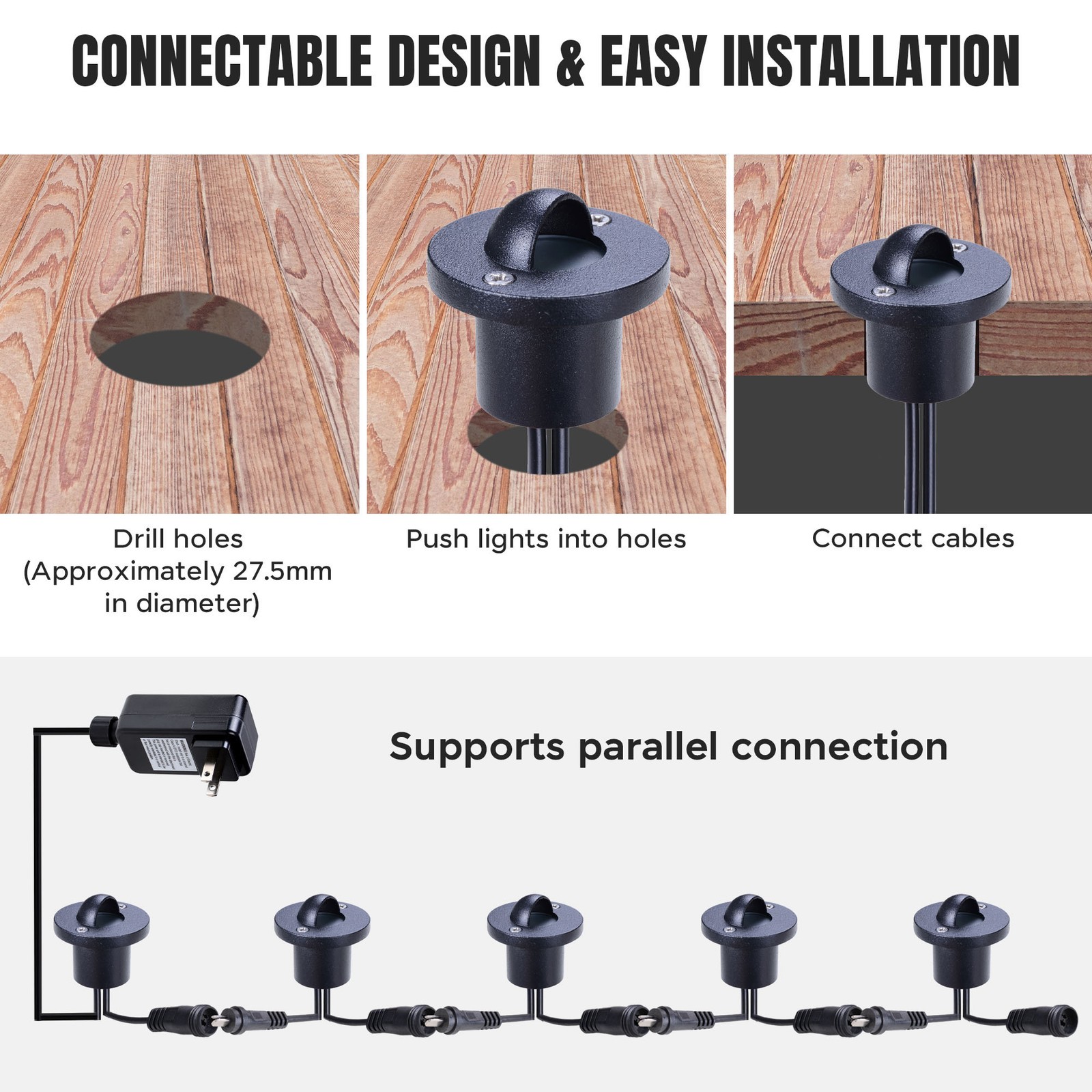 Yescom 12V LED Warm White Deck Stair Light Lamp Waterproof Pathway 20 Pack