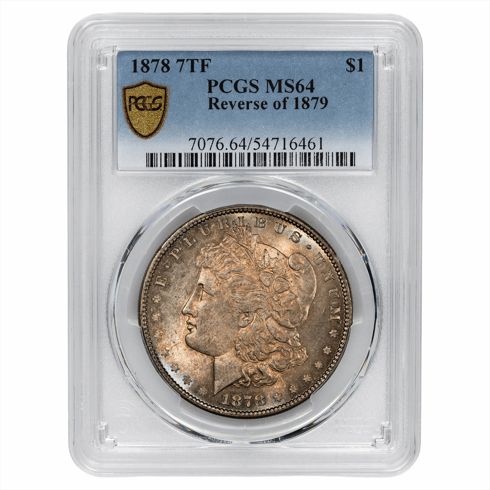 1878 7TF Morgan Silver Dollar $1 Rev of 1879 PCGS MS 64