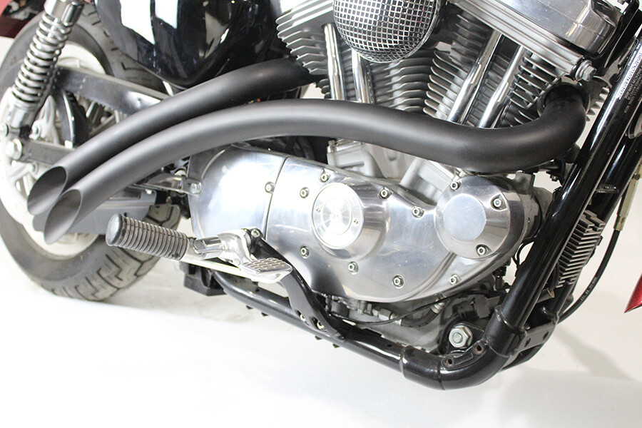 Curved Radius Exhaust Header Set Black fits Harley Davidson