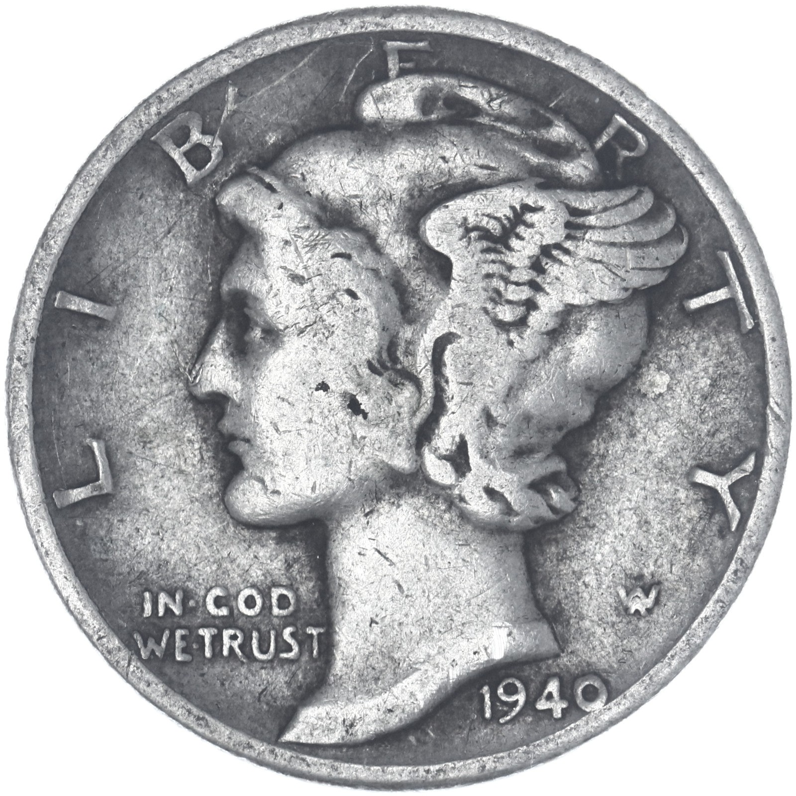 1940 (P) Mercury Dime 90% Silver Fine FN See Pics J508