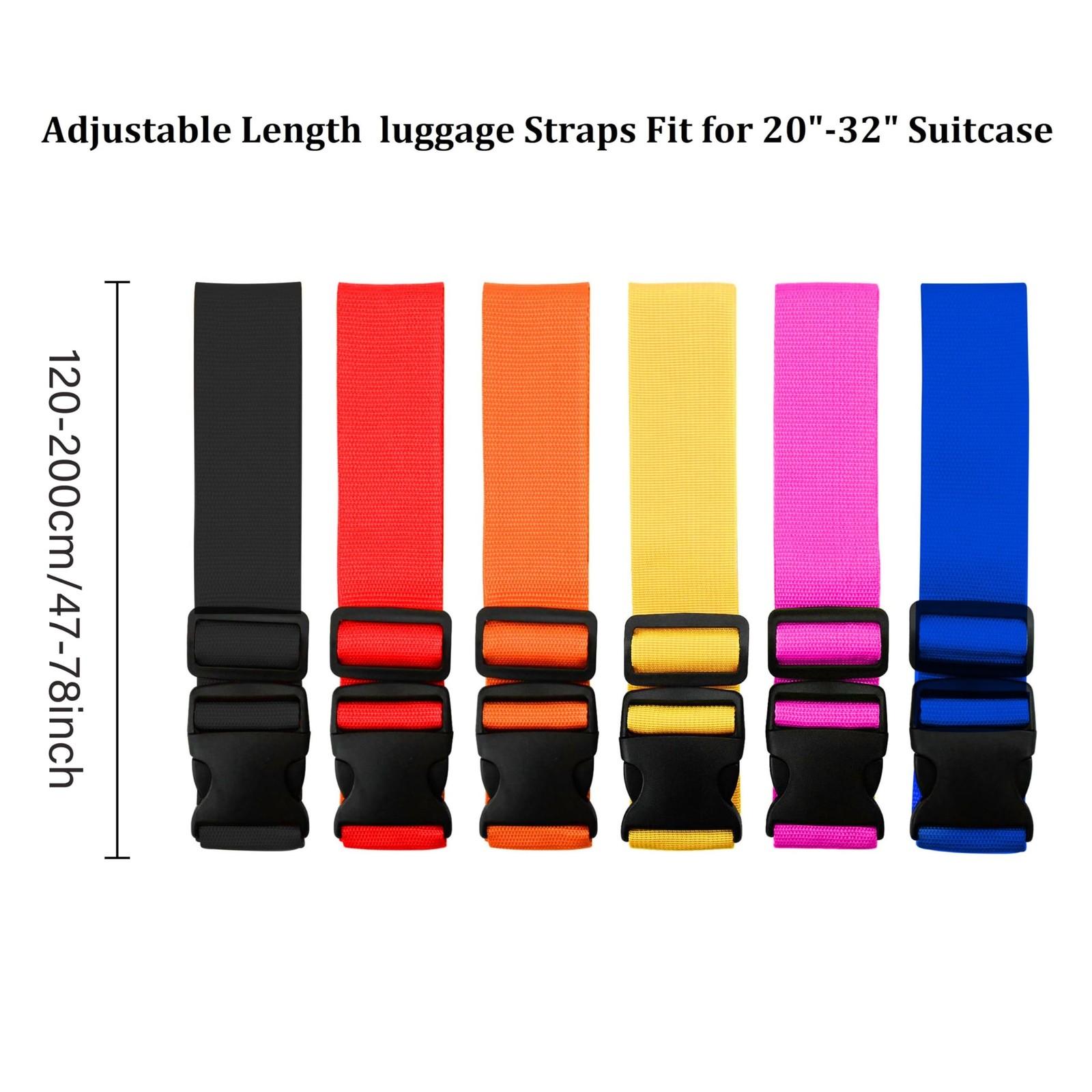 2 Pack Suitcase Straps, Bright Color Adjustable Luggage Belts, TSA Approved (...