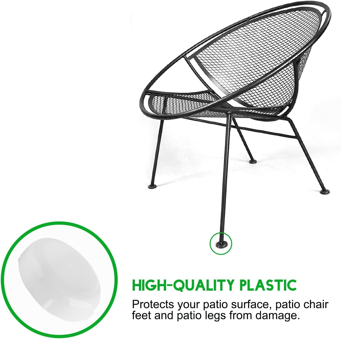 24Pack 1-1/2" Wrought Iron Patio Furniture Feet Round Chair Leg Floor Protectors
